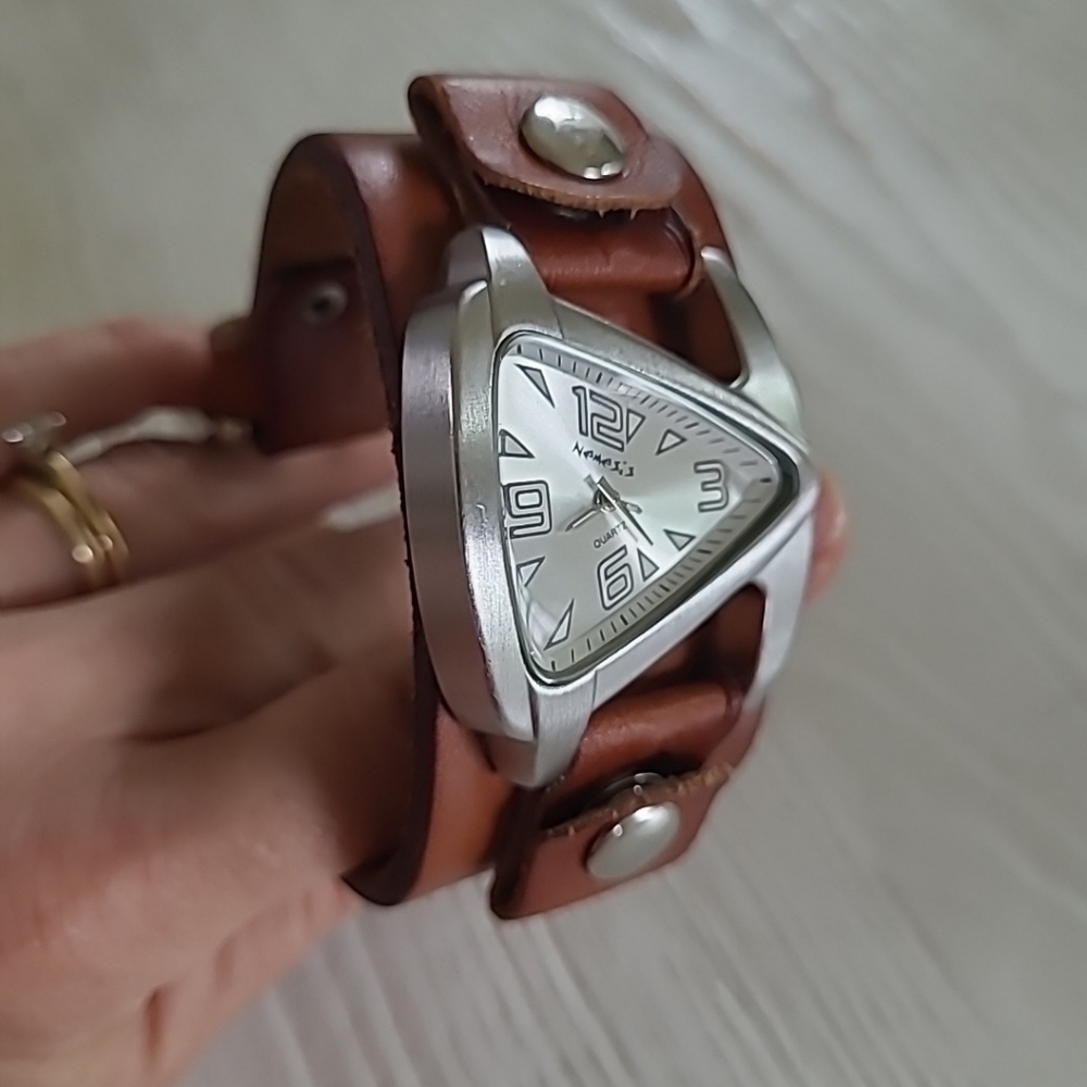 Nemesis Triangular Face Watch W/ Leather Band